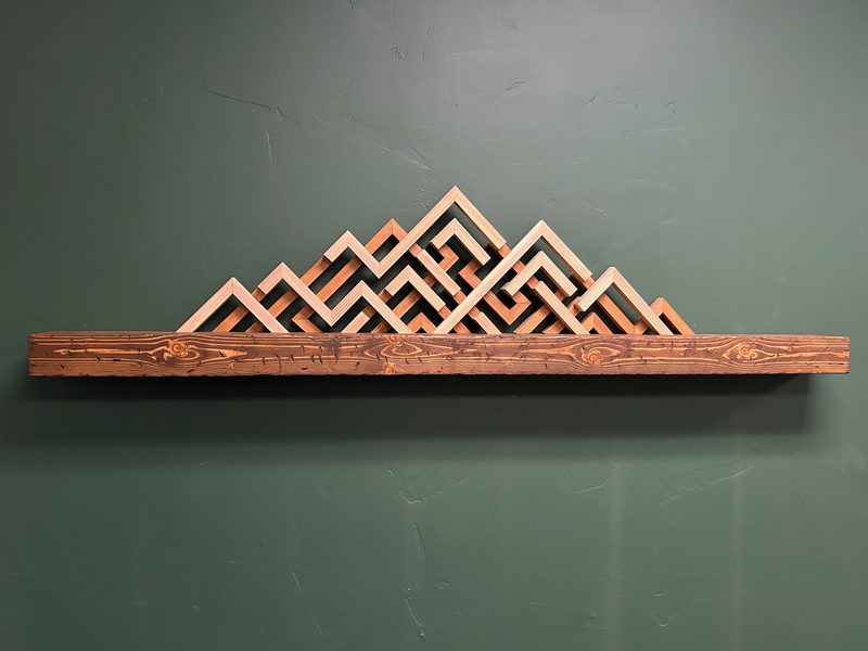 Custom mountain range wood wall sculpture