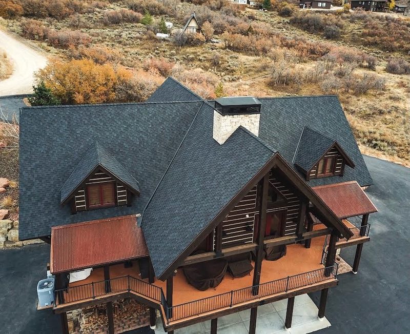 Rear aerial of custom Wasatch mountain home